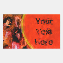 Vuur handen rechthoekige sticker