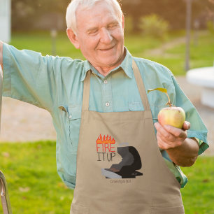 Vuur het omhoog Vlammen & Grill Persoonlijk Lang Schort