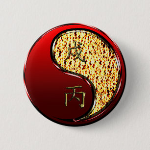 Vuur Hond Ronde Button 5,7 Cm