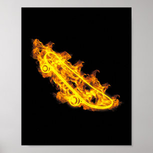 Vuur Longboard Skateboard Vlammende Skater Skatebo Poster