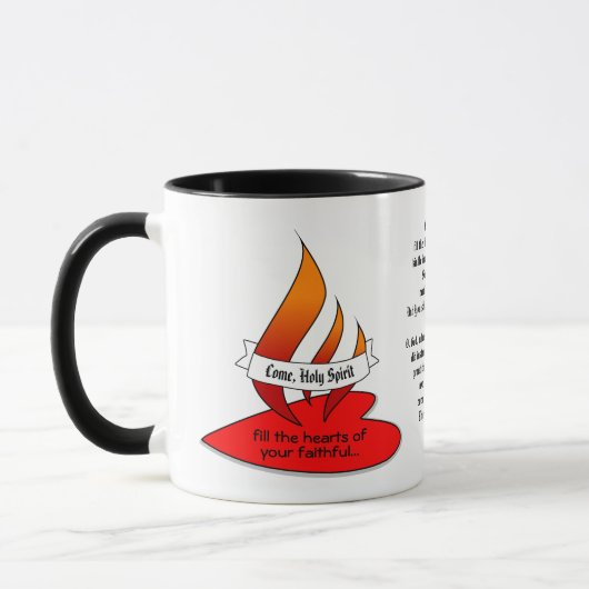 Vuur of vlam en hart met Citaat Pentecost Mok (Links)