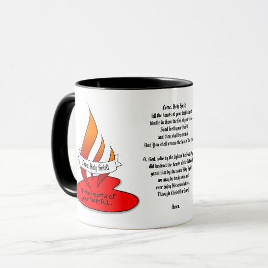 Vuur of vlam en hart met Citaat Pentecost Mok (Voorkant links)