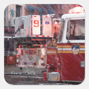 Vuur op 10e ST Vierkante Sticker