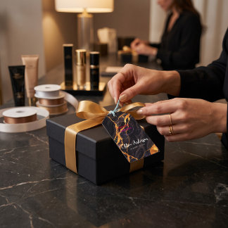 Vuur Opal Zwarte Gouden Cadeaublaadjes Cadeaulabel