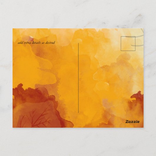 Vuur Oranje Aquarel Abstracte Zonsondergang Bruilo Briefkaart (Achterkant)