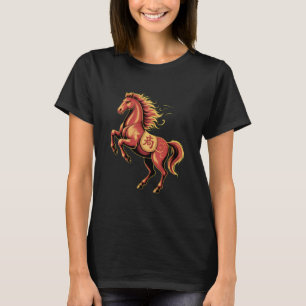 Vuur Paard Chinees Nieuwjaar 2026 Paard Zodiac Tek T-shirt