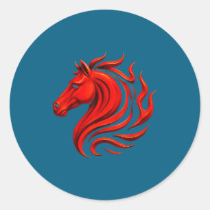 Vuur Paard Chinese Zodiac Symbool Ronde Sticker