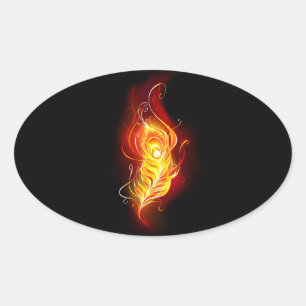 Vuur Pauwveer Ovale Sticker