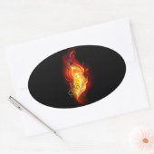 Vuur Pauwveer Ovale Sticker (Envelop)