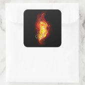 Vuur Pauwveer Vierkante Sticker (Tas)