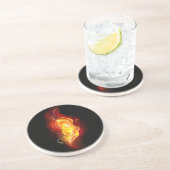 Vuur Pauwveer Zandsteen Onderzetter (Zijkant)