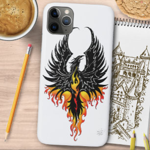 Vuur Phoenix Rijzende Vuurvogel Zwarte Stam Vlamme iPhone 11 Pro Max Hoesje