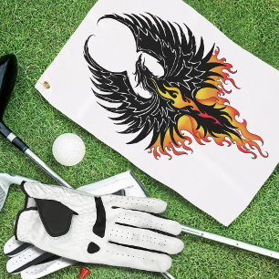 Vuur Phoenix Rijzende Vuurvogel Zwarte Stam Vlamme Golfhanddoek