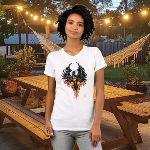 Vuur Phoenix Rijzende Vuurvogel Zwarte Stam Vlamme T-shirt