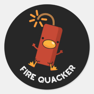 Vuur Quacker Grappig Vuurwerk Pun Dark BG Ronde Sticker