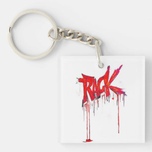 Vuur Rode RACK Graffiti Drip Urban Streetwear T-Sh Sleutelhanger
