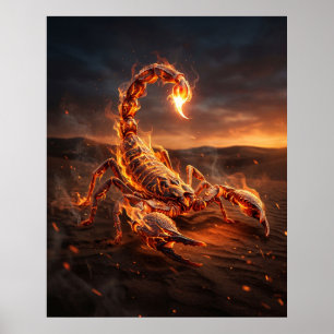 Vuur Schorpioen Brandend Zand Poster