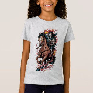 Vuur Skelet Ruiter op een Galopperend Paard T-shirt