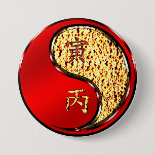 Vuur Tijger Ronde Button 7,6 Cm