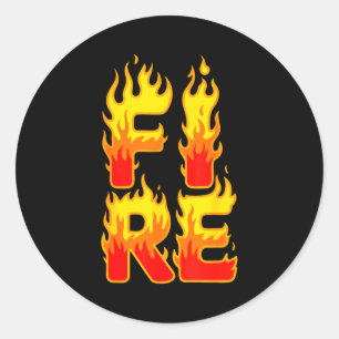 Vuur Vlam Shirt Volwassenen Kinderen Mannen Vrouwe Ronde Sticker