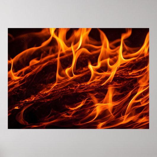 Vuur vlammacro in open haard poster (Voorkant)