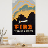 Vuur wrakt een bos poster (Keuken)
