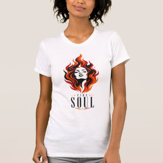 Vuur Ziel Vurige Vrouw Vrouwelijke Kracht Portret T-shirt