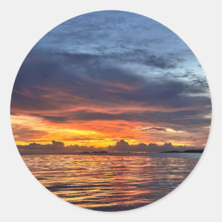 Vuurachtige Zonsondergang op Eiland, Brisbane, Aus Ronde Sticker