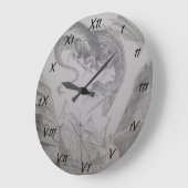 Vuurademende draak die de wandelboot aanvalt grote klok (Hoek)