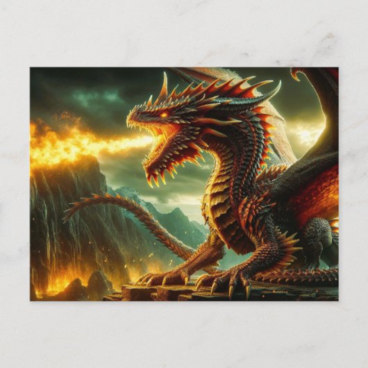 Vuurademende Dragon Briefkaart (Voorkant)