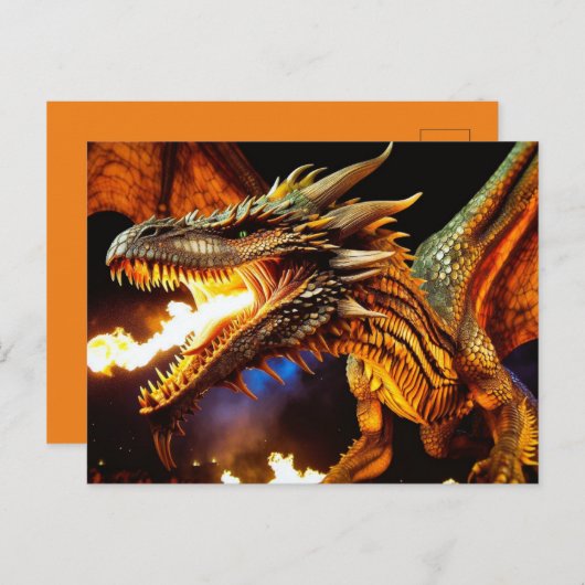 Vuurademende Dragon Briefkaart (Voorkant / Achterkant)