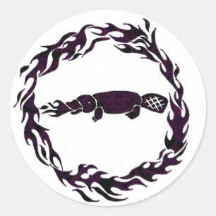 Vuurademhaling Platypus vlammen Ring Stickers