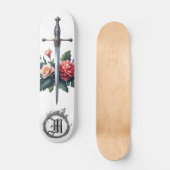 *~* Vuurbloemen AP88 Middeleeuws Zwaard Bloemen Skateboard (Voorkant)