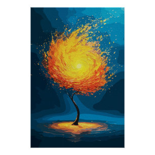 Vuurboom des levens Abstracte natuur wandkunst Perfect Poster