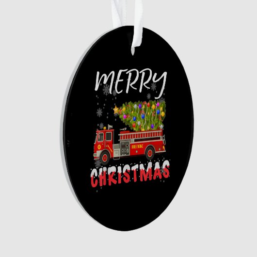 Vuurboomgaard brandblusvuurgevecht kerstfamilie ornament (voorkant)