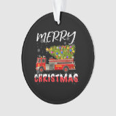 Vuurboomgaard brandblusvuurgevecht kerstfamilie ornament (voorkant)