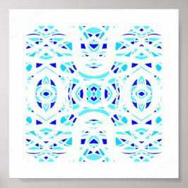 Vuurbrand Blauw Witte Abstracte Gouache Kunst Poster