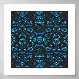 Vuurbrand Blauw Zwart Abstract Gouache Kunst Poster