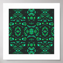 Vuurbrand Groene Zwarte Abstracte Gouache Kunst Poster