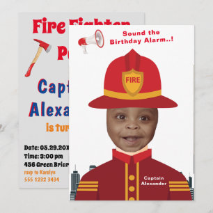 Vuurbrandbestrijder Kinder foto sjabloon Birthday Kaart