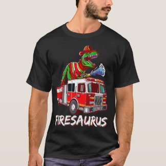 Vuurbrandbestrijder Saurus Vuurbrandweerman Dinosa T-shirt