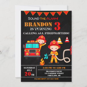 Vuurbrandweerman op verjaardagsfeestdag kaart