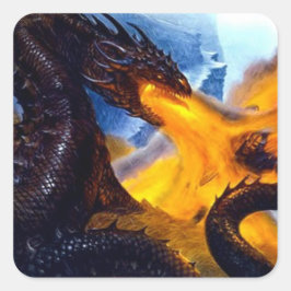 Vuurdraak met Beowulf Vierkante Sticker