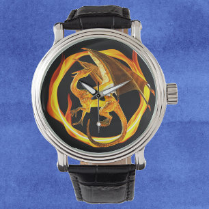 Vuurdraak Vlammen Cirkel Horloge