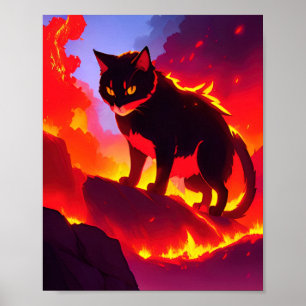 Vuurelementair kat poster