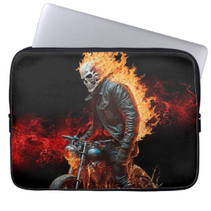Vuurgeest Ghost Rider Laptophoes Vlammende Motorfi Laptop Sleeve
