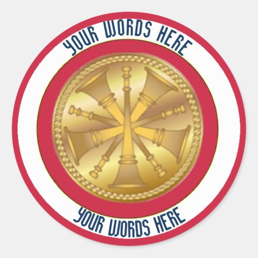 Vuurhoofd 5 Bugle Medallion Custom Sticker (Voorkant)