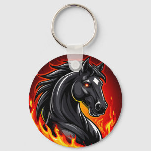 Vuurkleurige zwarte paard-sleutelhanger gloeiende sleutelhanger