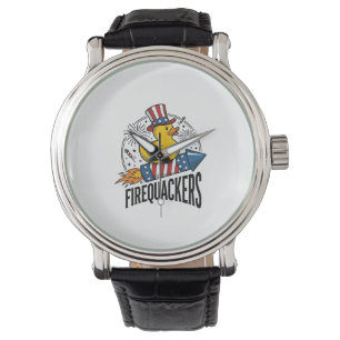 Vuurkwakers Patriottische Eend Vuurwerk Shirt Ontw Horloge