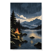 Vuurlicht & Regen | Modern Natuur Poster